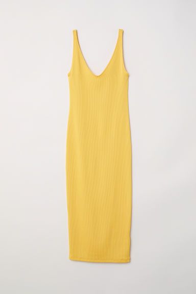 H & M - Fitted Dress - Yellow | H&M (US + CA)