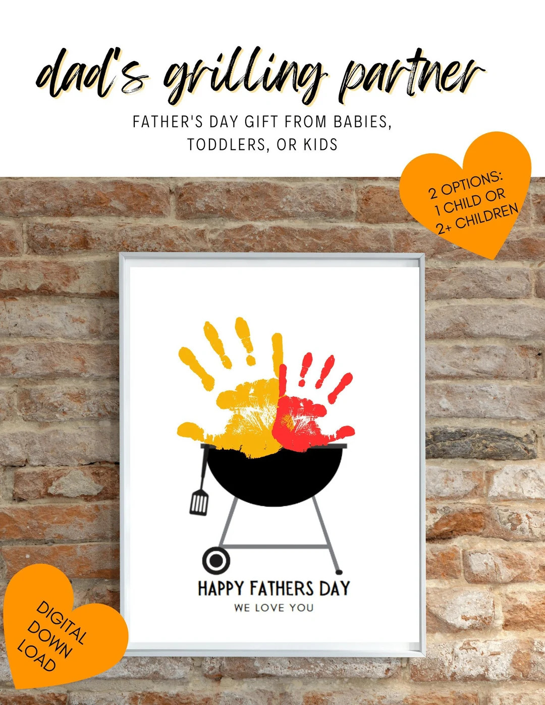 Father's Day Grill Handprint Keepsake Gift for Dad Father Grandpa Stepdad Papa From Baby Toddler ... | Etsy (US)