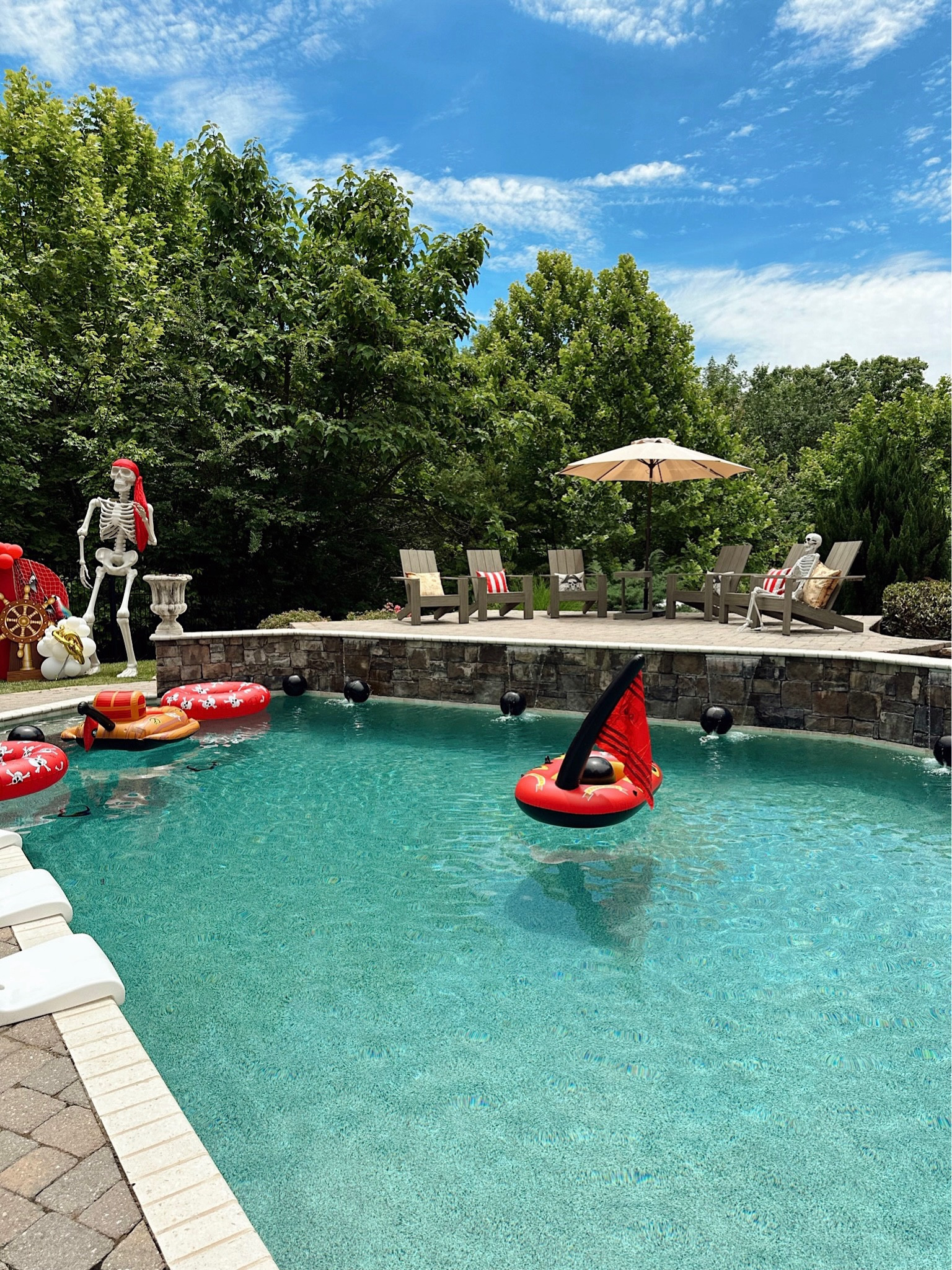 Pirate pool floats / toddler + kid pool floats / 10 foot skeleton(ours is OOS, so I linked similar!) / pirate themed party for kids 

#LTKSwim #LTKKids #LTKFindsUnder50