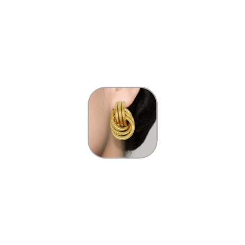LKingel Gold Knot Earrings for Women Gold Hoop Earrings Hollow Tube Twill Dangle Earrings Gold Knot earrings Long Link Dangle Geometric Earrings (Gold Knot) | Amazon (US)