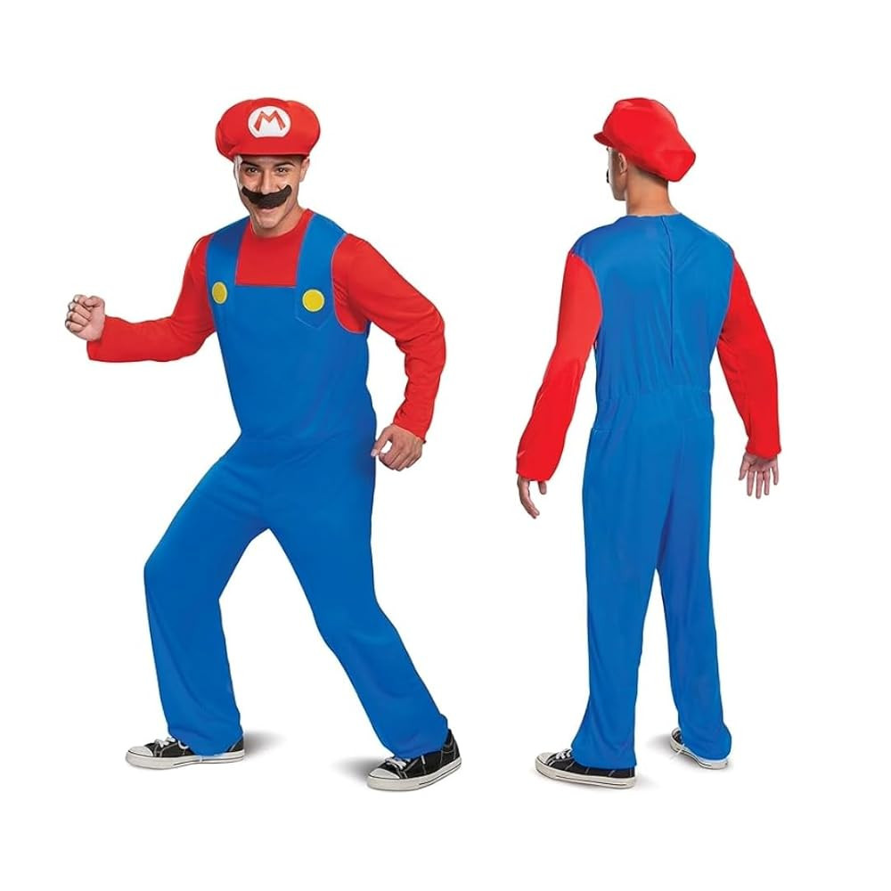 Disguise mens Mario Costume, Official Nintendo Super Mario Bros Adult Costume With Hat and Mustac... | Amazon (US)