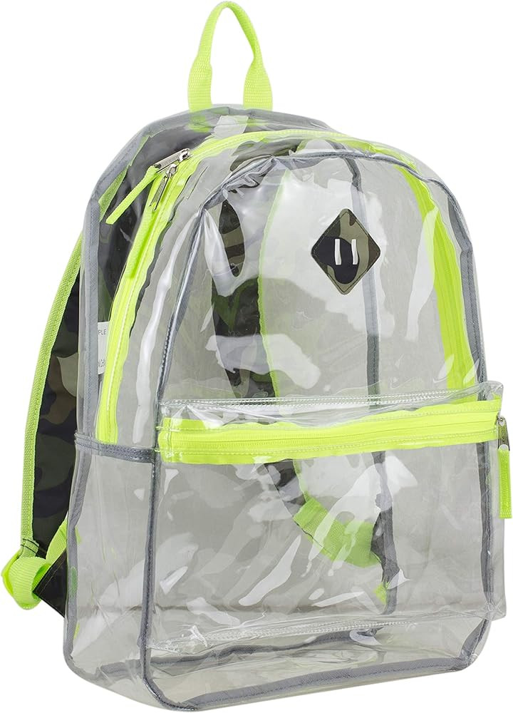 Eastsport Fully Transparent Clear Backpack with Front Pocket, Adjustable Straps and Lash Tab, Star P | Amazon (US)