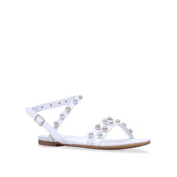 Kurt Geiger London Mia - White Studded Flat Sandals | Kurt Geiger (Global)
