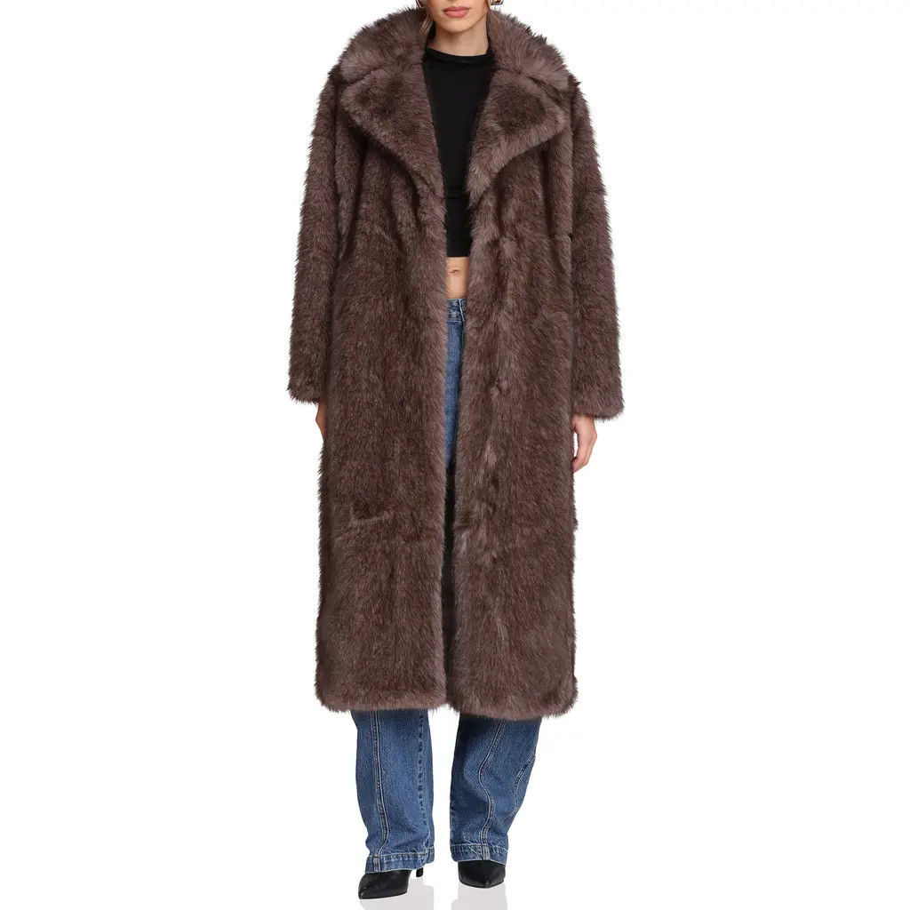 Avec Les Filles Faux Fur Longline Coat in Espresso Mink at Nordstrom, Size X-Small | Nordstrom
