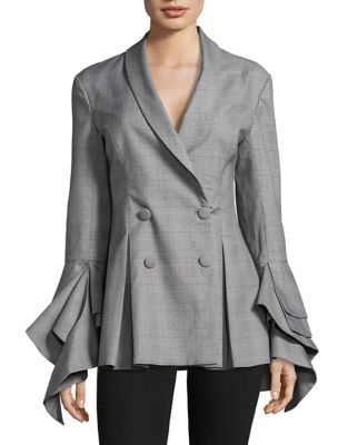 Check Double-Breasted Blazer | Lord & Taylor