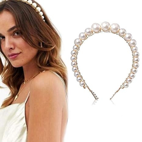 Pearl Headbands for Women,LYDZTION Elegant Bling Headbands Hairpins Headwear Barrette Hair Access... | Amazon (US)