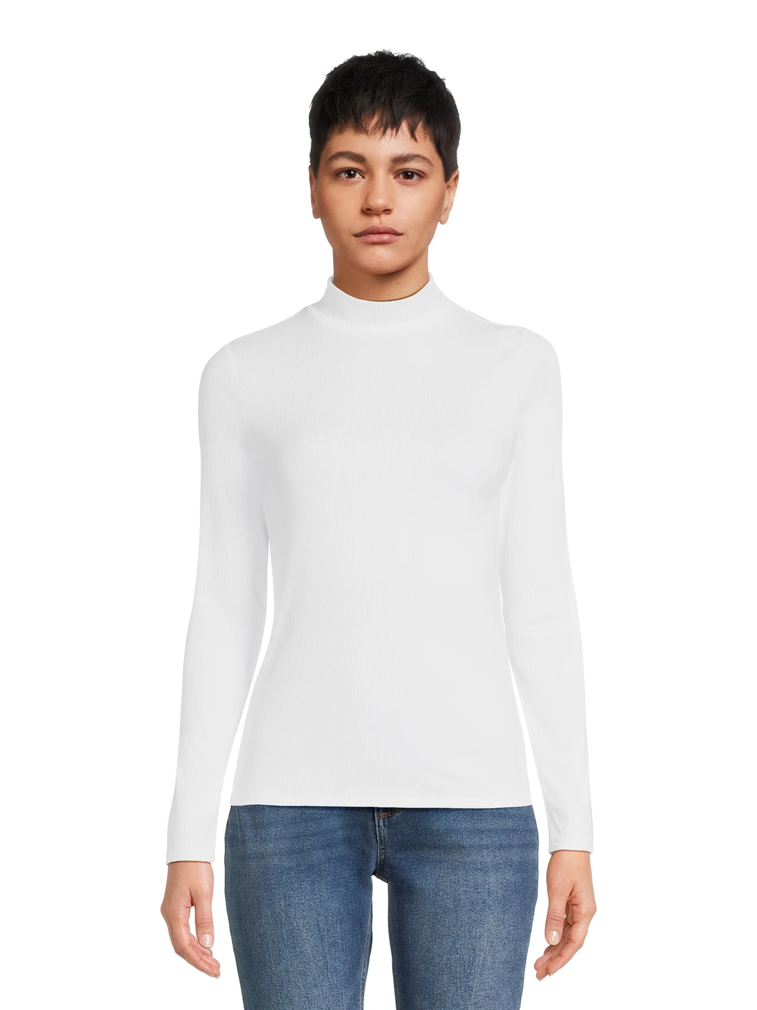 No Boundaries Juniors Mock Neck Top with Long Sleeves, Sizes XS-3XL | Walmart (US)