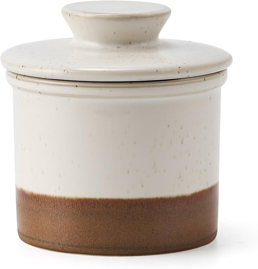 XELA Ceramic Butter Crock, The Original Reactive Two-Colour Glaze, Butter Dish With Water Line fo... | Amazon (US)