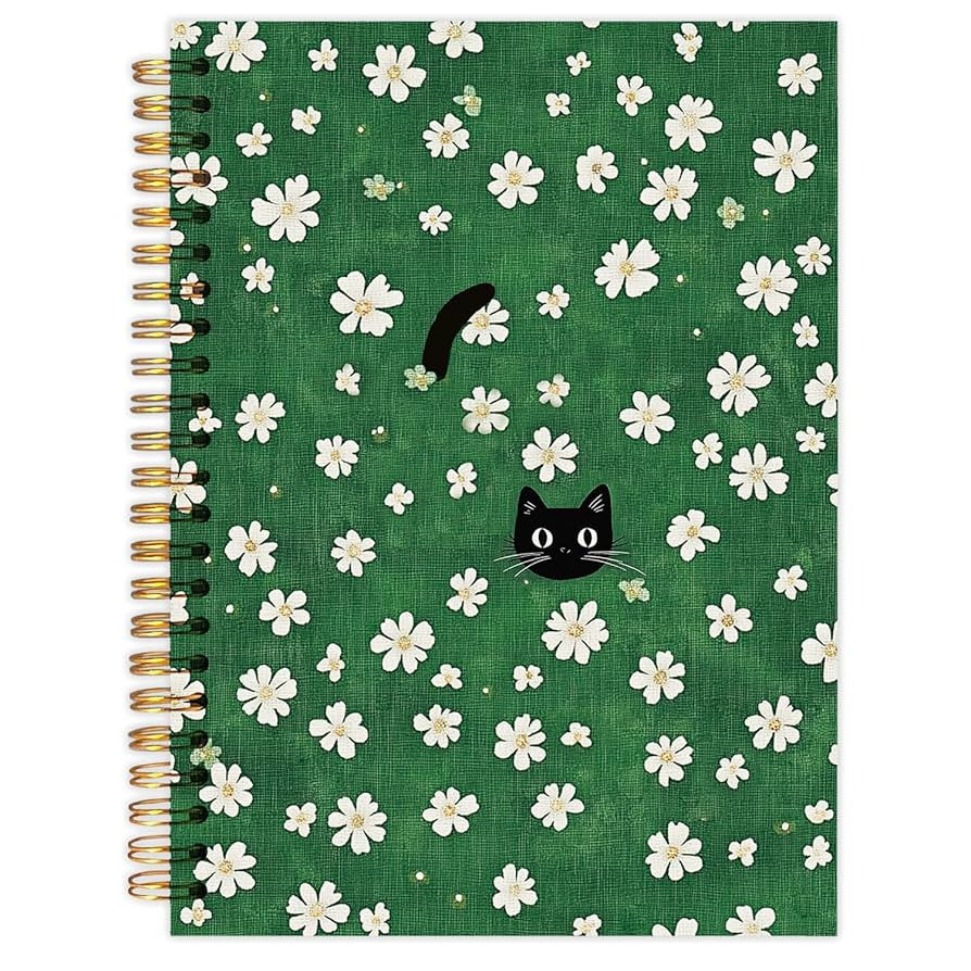 LZYRF Black Cat Spiral Notebook Journal, Black Cat Gifts Notebooks for Note Taking, Green Daisy F... | Amazon (US)