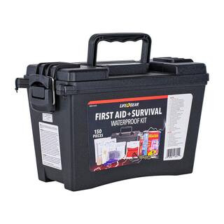 Life+Gear 150-Pieces First Aid + Survival Waterproof Kit, Black | The Home Depot