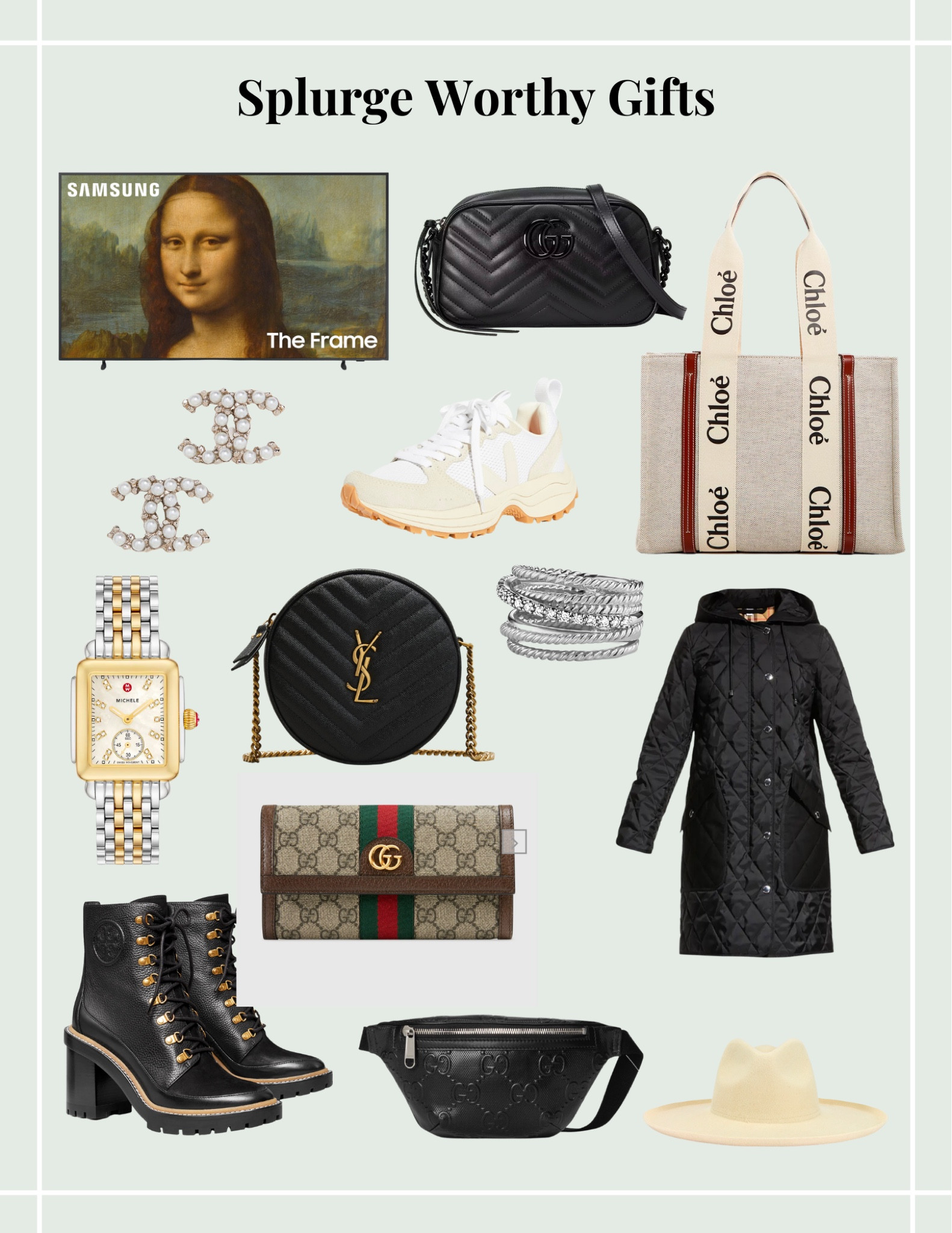 Splurge worthy holiday gift ideas #gucci #chloe #burberry #holidaygifts #veja #toryburch #michelewatch #chanel

#LTKSeasonal #LTKHoliday