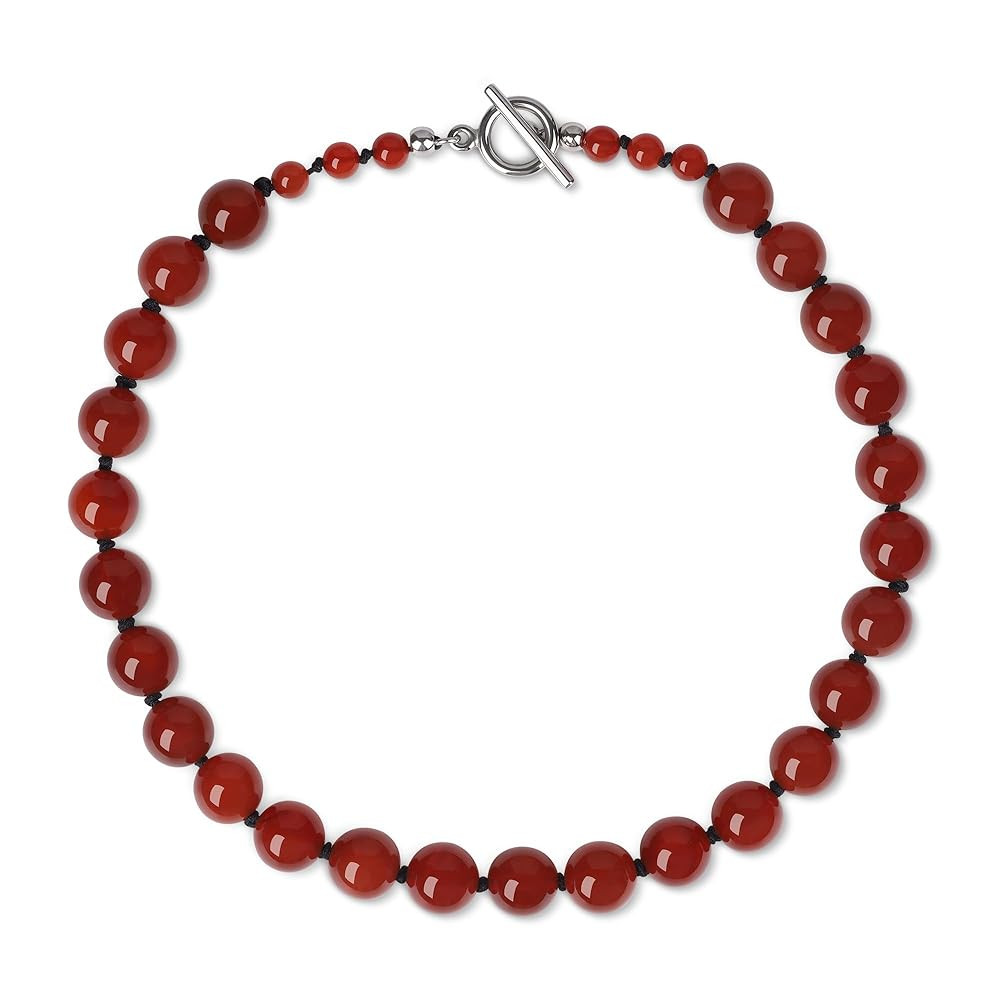 GAVU 12mm Choker Necklace for Women, Statement Necklace Onyx/Carnelian Beaded Choker for Women 16... | Amazon (US)