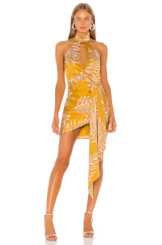 Camila Coelho Antonia Mini Dress in Gold Tropical from Revolve.com | Revolve Clothing (Global)