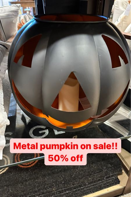 Halloween decorations on sale for 50% off!! This metal pumpkin looks almost identical to the pottery barn Halloween pumpkin but for much less! 

#LTKSeasonal #LTKhome #LTKHalloween