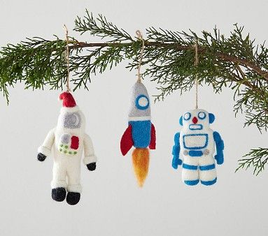 Space Felted Wool Ornaments, Set of 3 | Pottery Barn Kids