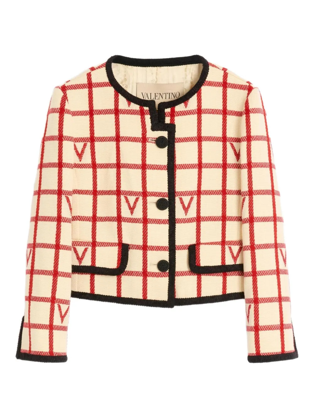 Valentino Garavani Grid Pattern Embellished Jacket | Neutrals | FARFETCH | Farfetch Global
