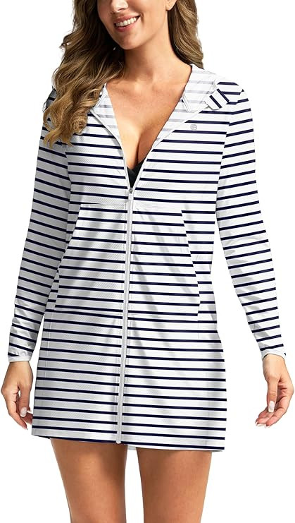 Women's UPF 50+ Swim Cover Up Sun Protection Hoodie Long Jacket SPF Lightweight Beach Cover Ups f... | Amazon (US)