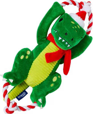 Frisco Holiday Plush with Rope Squeaky Dog Toy, Dinosaur, Medium/Large | Chewy