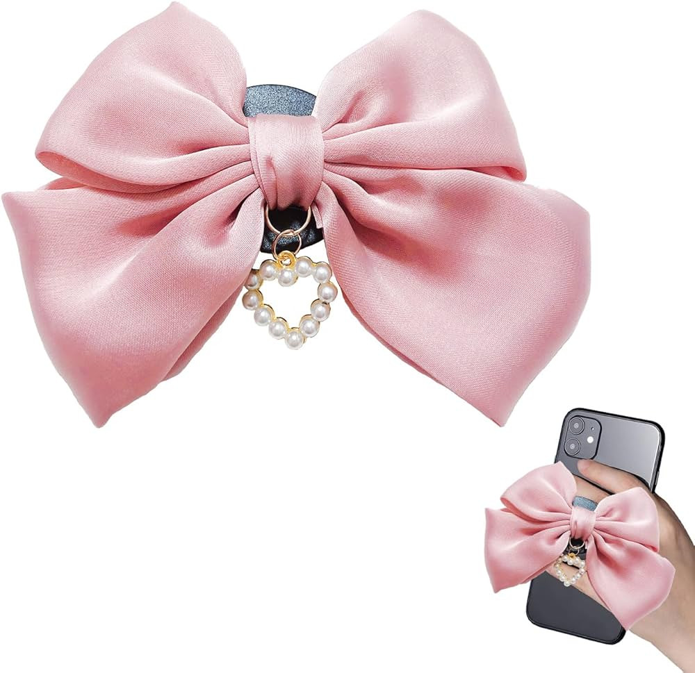 Cute Bow Phone Stands Fashion Cellphone Charm Grip Holder Universal Rotatable (Pink) | Amazon (US)