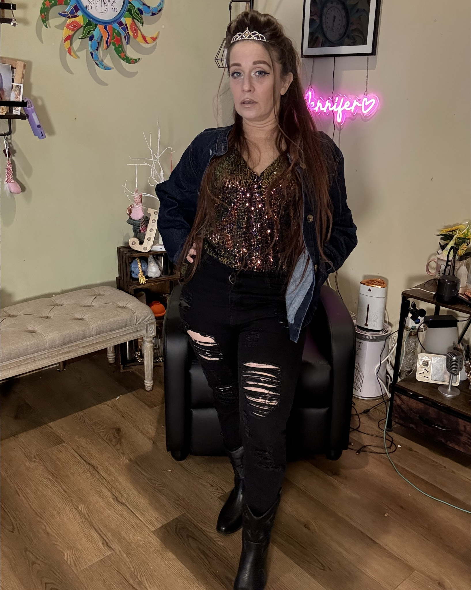 Ringing in 2026 by embracing my inner queen and wearing every crown proudly! 👑✨

This NYE look is all about that perfect mix of "main character" energy and effortless edge. I’m styling this stunning **** with a fresh H&M Jacket and my go-to Black Denim Jeans. To keep the vibe fun and unique, I finished it off with **** for a little Western flair! 🤠💖

Why I love this outfit formula: ✨ The Sparkle: Nothing says New Year's Eve like sequins catching the light. ✨ The Balance: The structured jacket and black denim keep the sequins feeling cool and modern. ✨ The Statement: Wearing my crown because this year is all about advocating for ourselves and others—and looking fabulous while doing it!

Whether you’re out on the town or celebrating with your favorite people, remember to wear your crowns proudly this year. Let’s out-inspire each other in 2026! 🥂🎆

Shop my full NYE "Queen" aesthetic below! 👇

#liketkit #LTKholiday #NYE2026 #NewYearsEveOutfit #SequinTop #CowboyBoots #HMStyle #BlackDenim #InnerQueen #WearYourCrown #HolidayOOTD @liketoknow.it

#LTKPetite #LTKSeasonal #LTKOver40