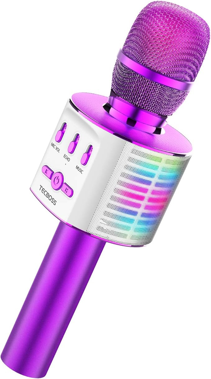 TECBOSS Microphone for Kids, Wireless Bluetooth Karaoke Microphone with LED Lights MP3 Players, T... | Amazon (US)