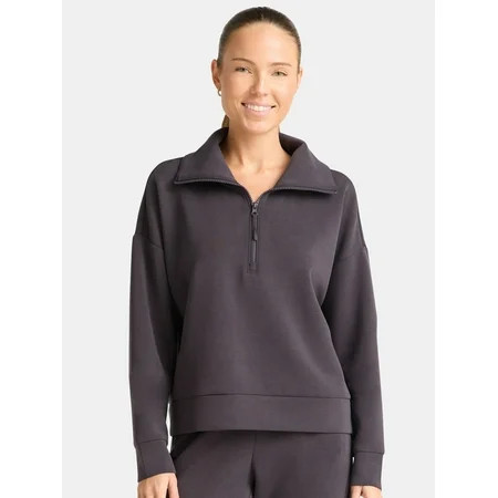 Avia Women s and Women s Plus Scuba Knit Quarter Zip Pullover Sizes XS-4X | Walmart (US)