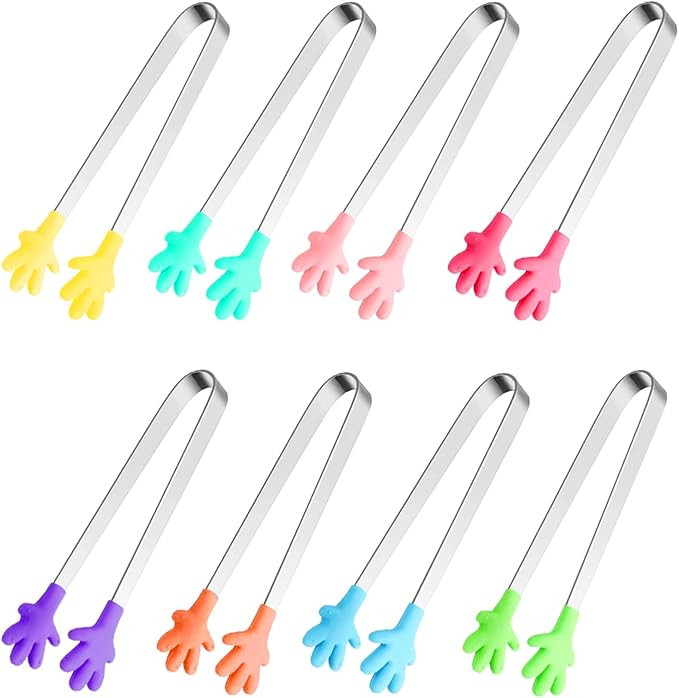 8PCS Silicone Mini Tongs, 5Inch Hand Shape Food Tongs, Colourful Small Kids Tongs for Serving Foo... | Amazon (CA)