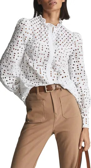 Reiss Yasmin Embroidered Top | Nordstrom | Nordstrom