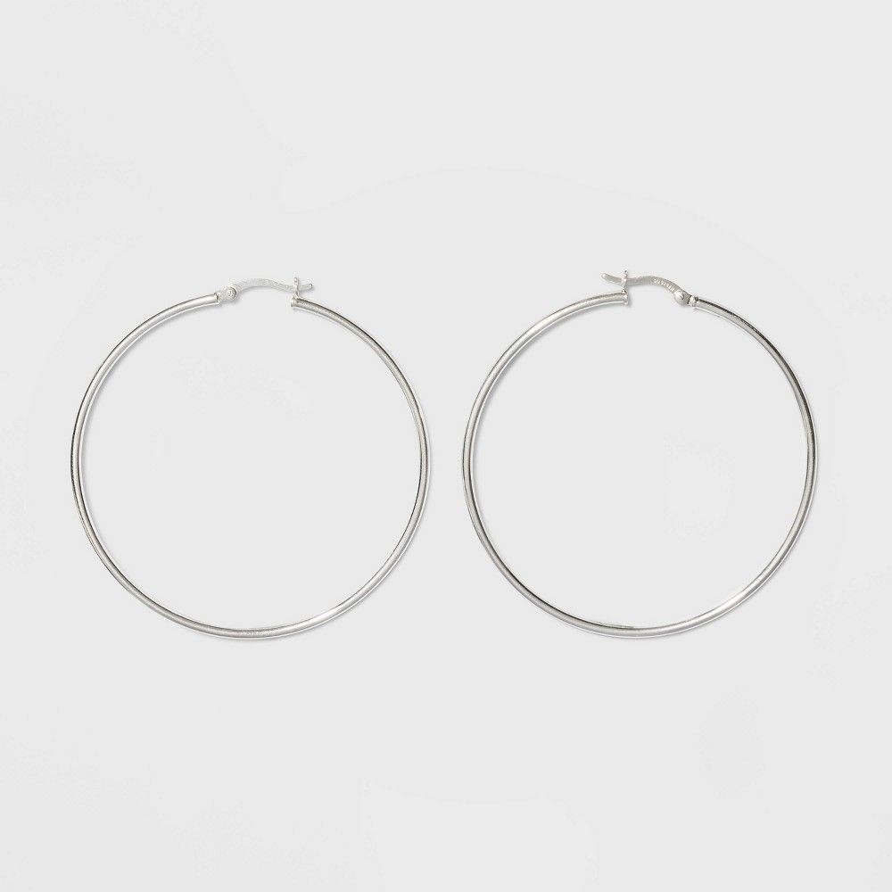 Round Hoop Sterling Silver Earrings - A New Day Silver | Target