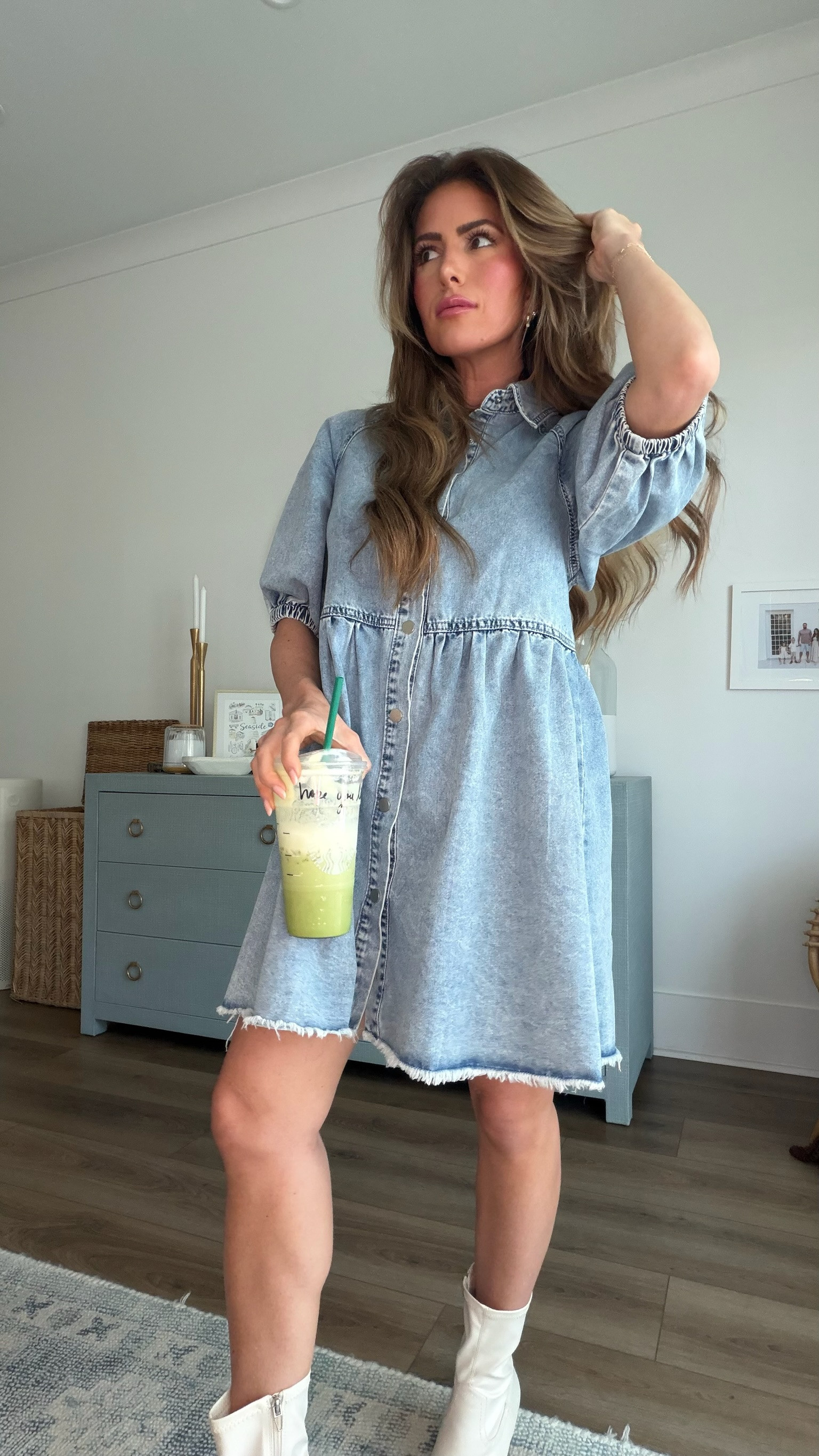 New denim dress for the summer. Perfect for a casual day out. summer denim dress, comfy, casual chic, denim look, jess fay 

 #LTKOver40