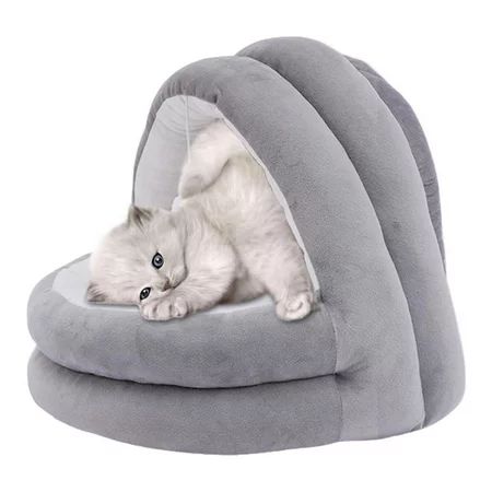 Hemousy Dog Cave Bed Igloo Cat Bed with Removable Washable Cushioned Pillow Padded Warm Cat Cave Bed | Walmart (US)