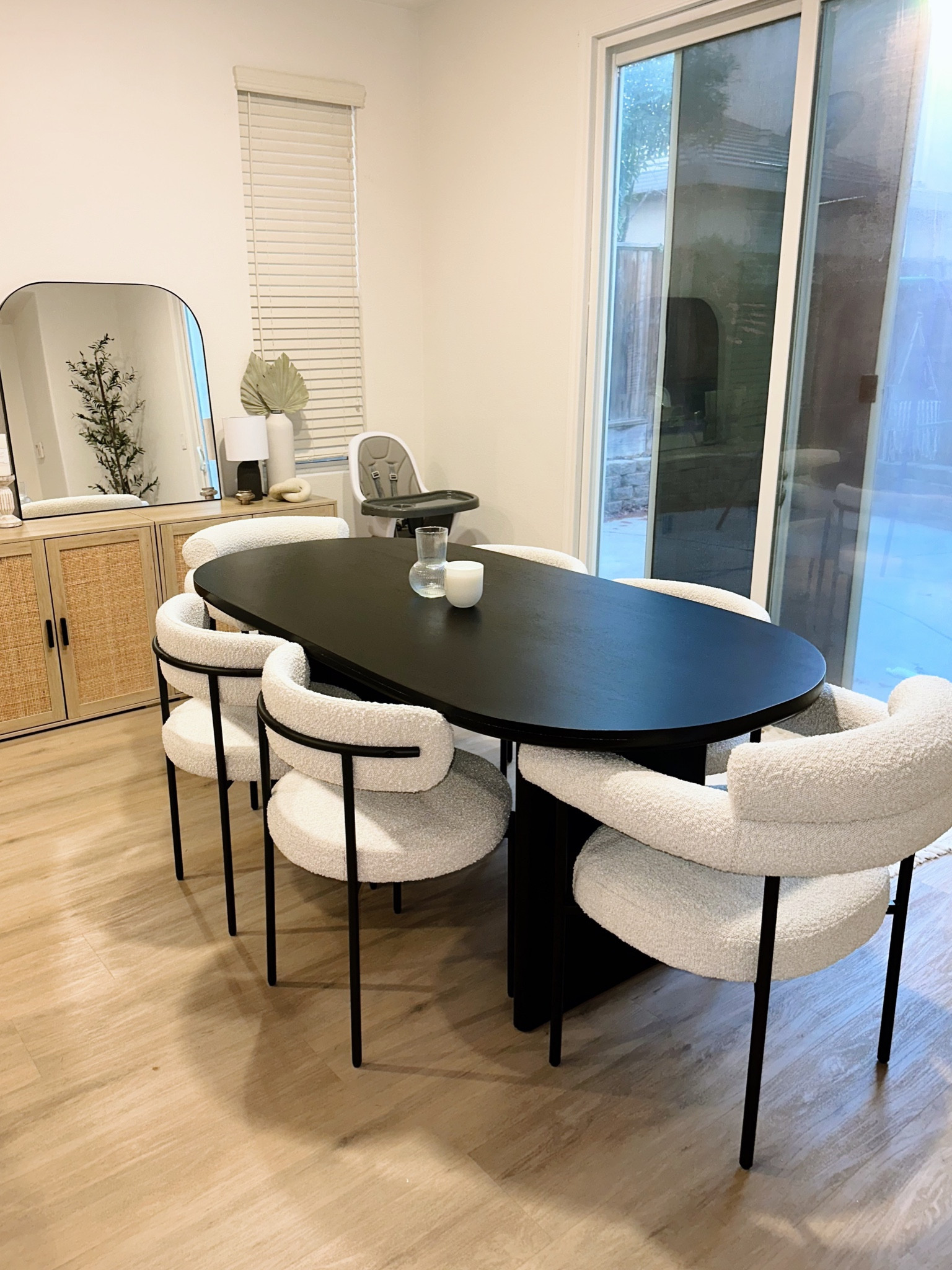 White boucle dining chairs!

#LTKhome #LTKfamily #LTKFind