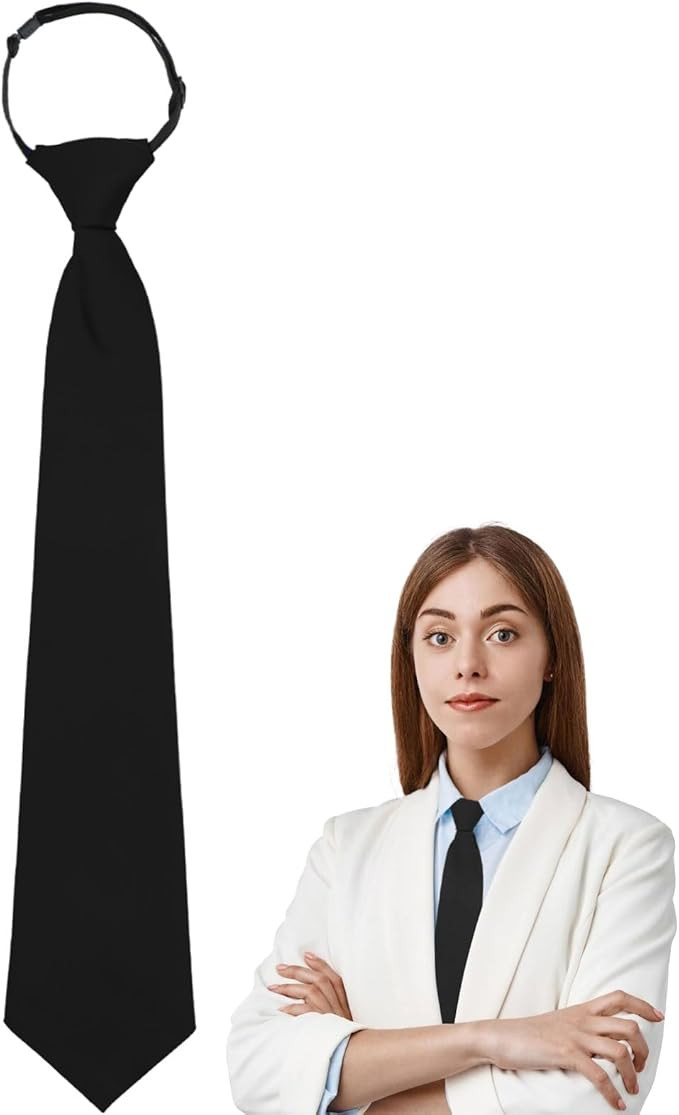 Womens Tie Black Tie for Woman, Adjustable Pre Tied Clip on Ties for Women Girls, 14" Women Neckt... | Amazon (US)