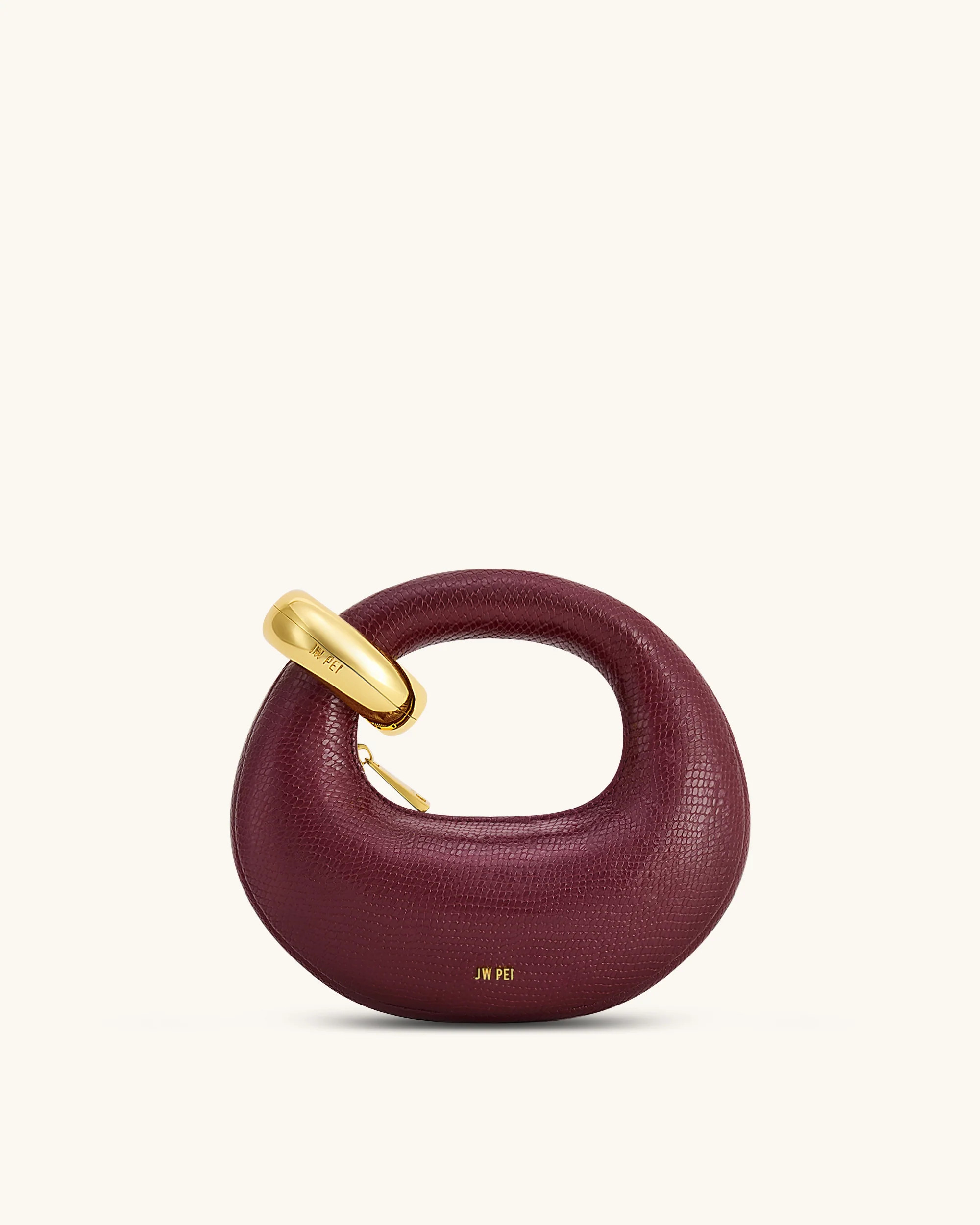 Abacus Faux Snake-Effect Mini Top Handle Bag - Burgundy | JW PEI US