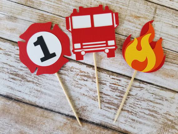 Firefighter Cupcake Toppers... Baby boy... First Birthday... Fireman... | Etsy (US)
