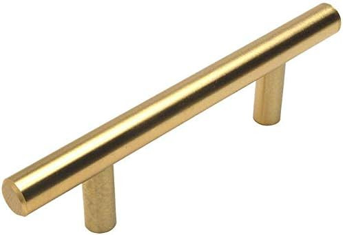25 Pack - Cosmas 305-4BB Brushed Brass Cabinet Hardware Euro Style Bar Handle Pull - 4" Inch (102... | Amazon (US)