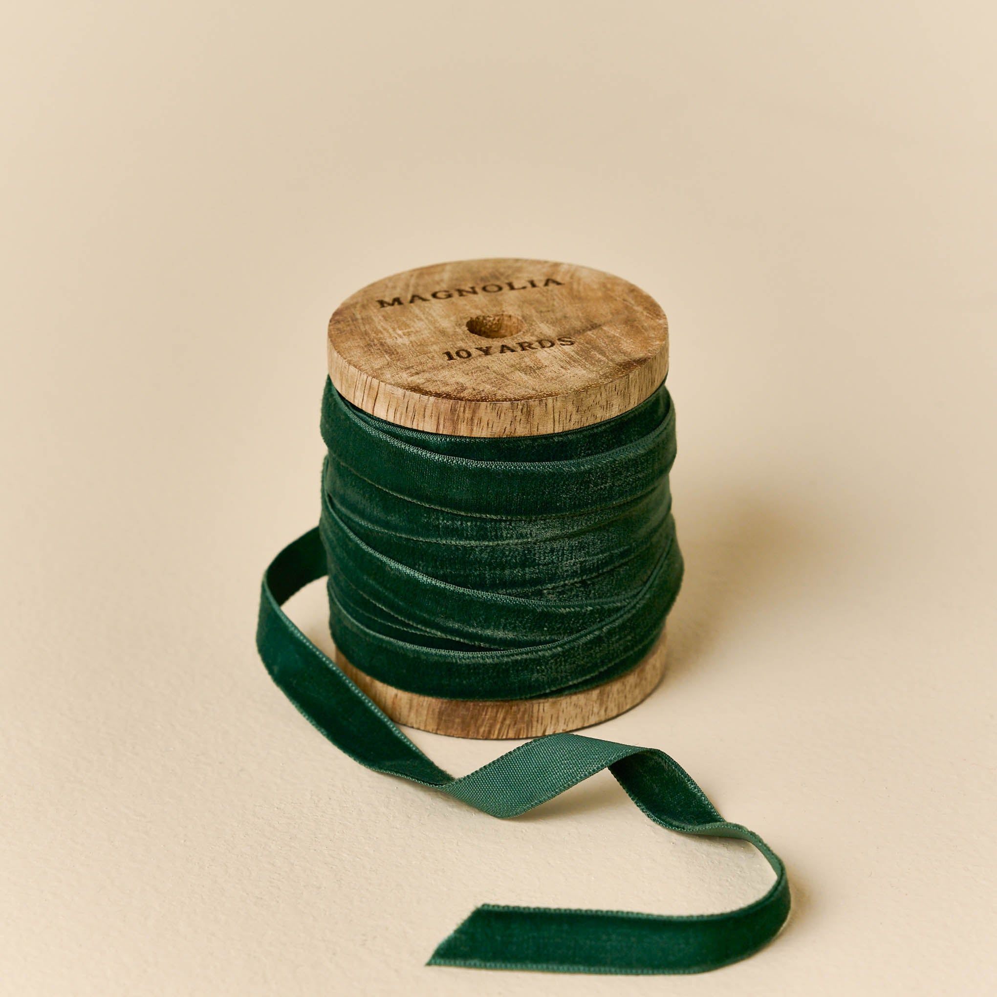 Green Velvet Ribbon on Spool | Magnolia