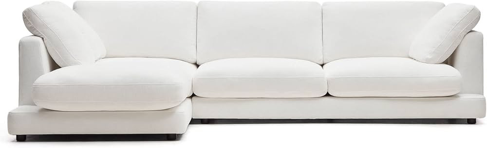 Kave Home - Sofá Gala 4 plazas con chaise longue Izquierda Blanco 300 cm | Amazon (ES)