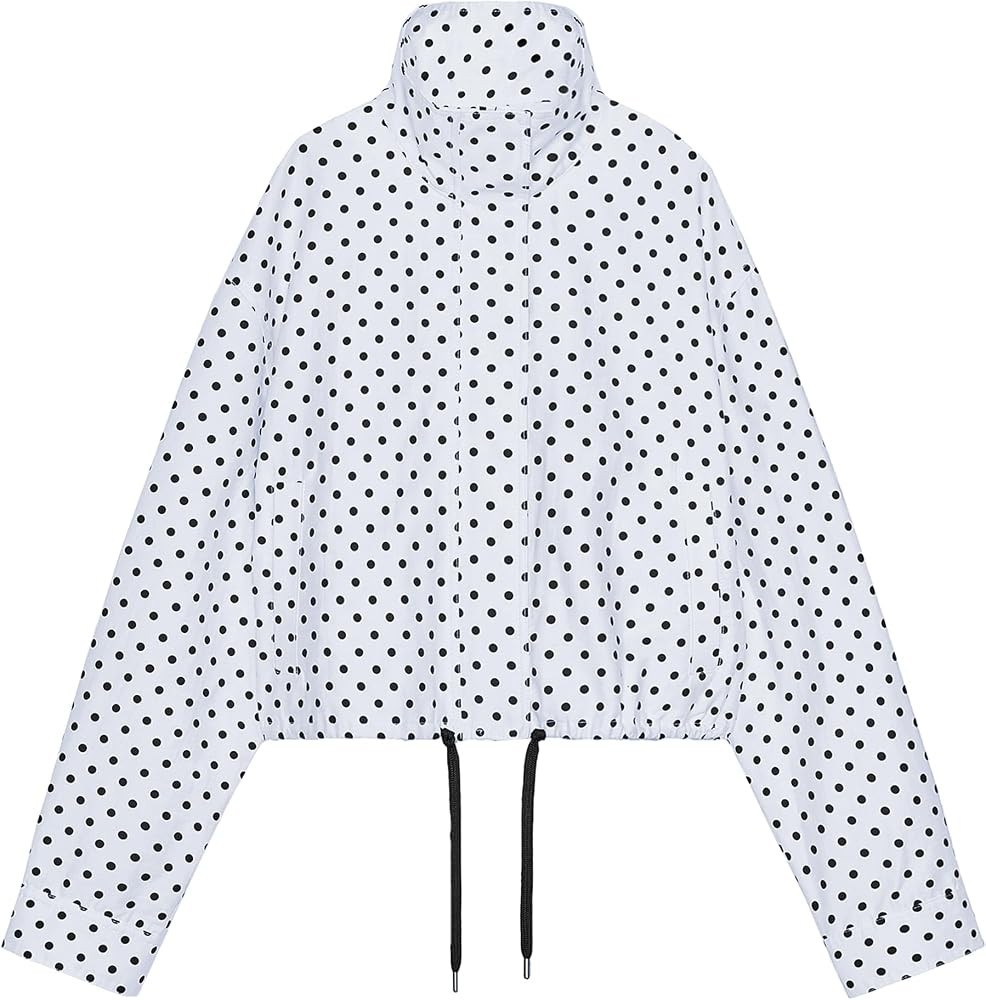 Songling Women Polka Dot Jacket Zip Up Lightweight Cropped Bomber Coat | Amazon (US)