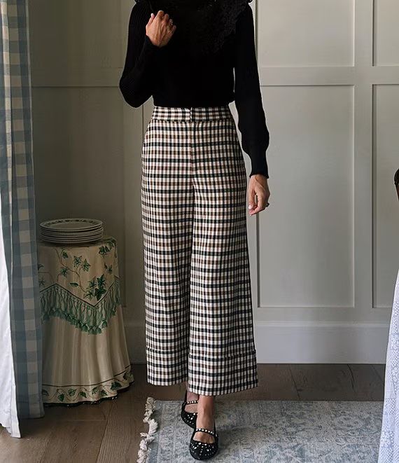 Antonio Melani x Jennifer Sumko Amelia Check Plaid High Rise Flat Front Long Cuff Trouser Coordin... | Dillard's