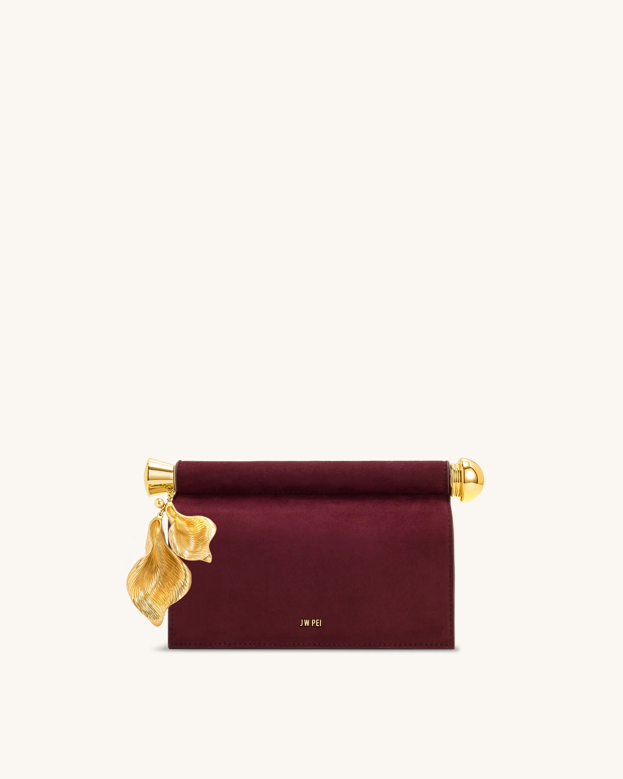 Holly Faux Suede Metal Pendant Embellished Clutch - Reddish Brown | JW PEI US