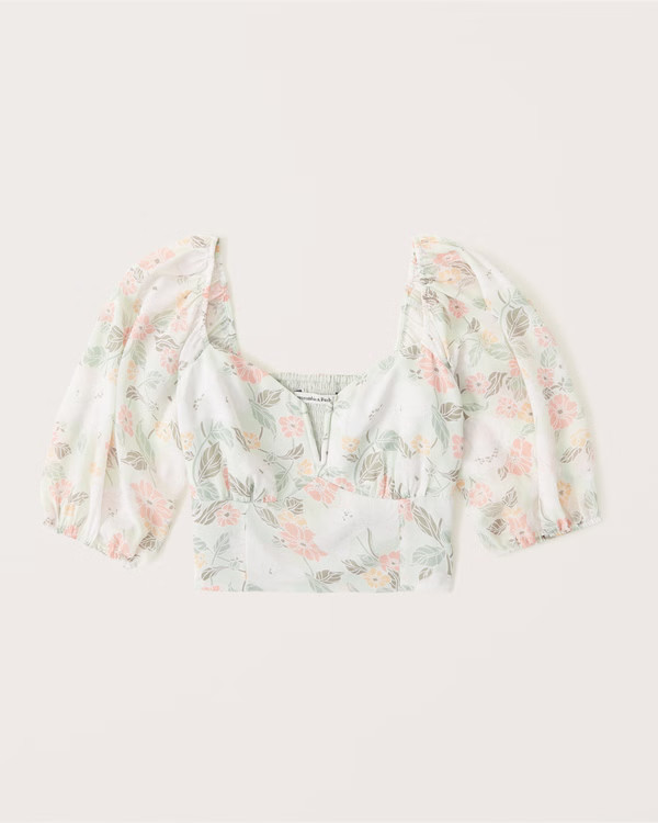 Short-Sleeve Puff Sleeve Top | Abercrombie & Fitch (US)