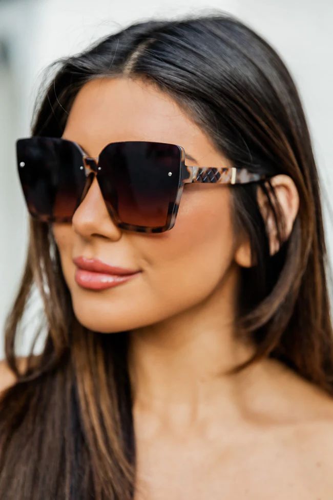 Turn Up The Sunshine Large Square Frame Tortoiseshell Sunglasses | Pink Lily