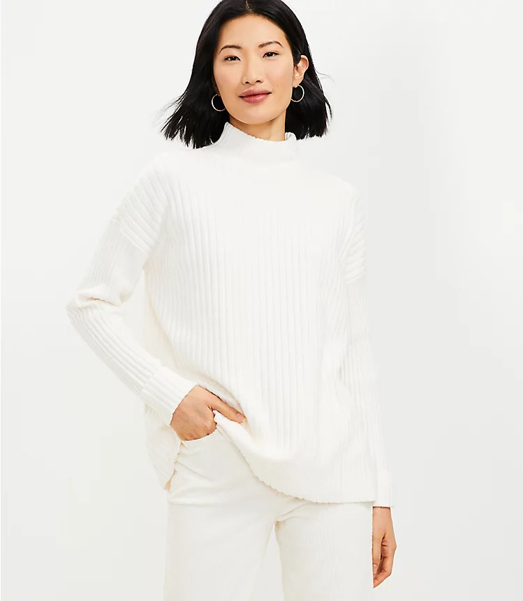 Ribbed Poncho Tunic Sweater | LOFT