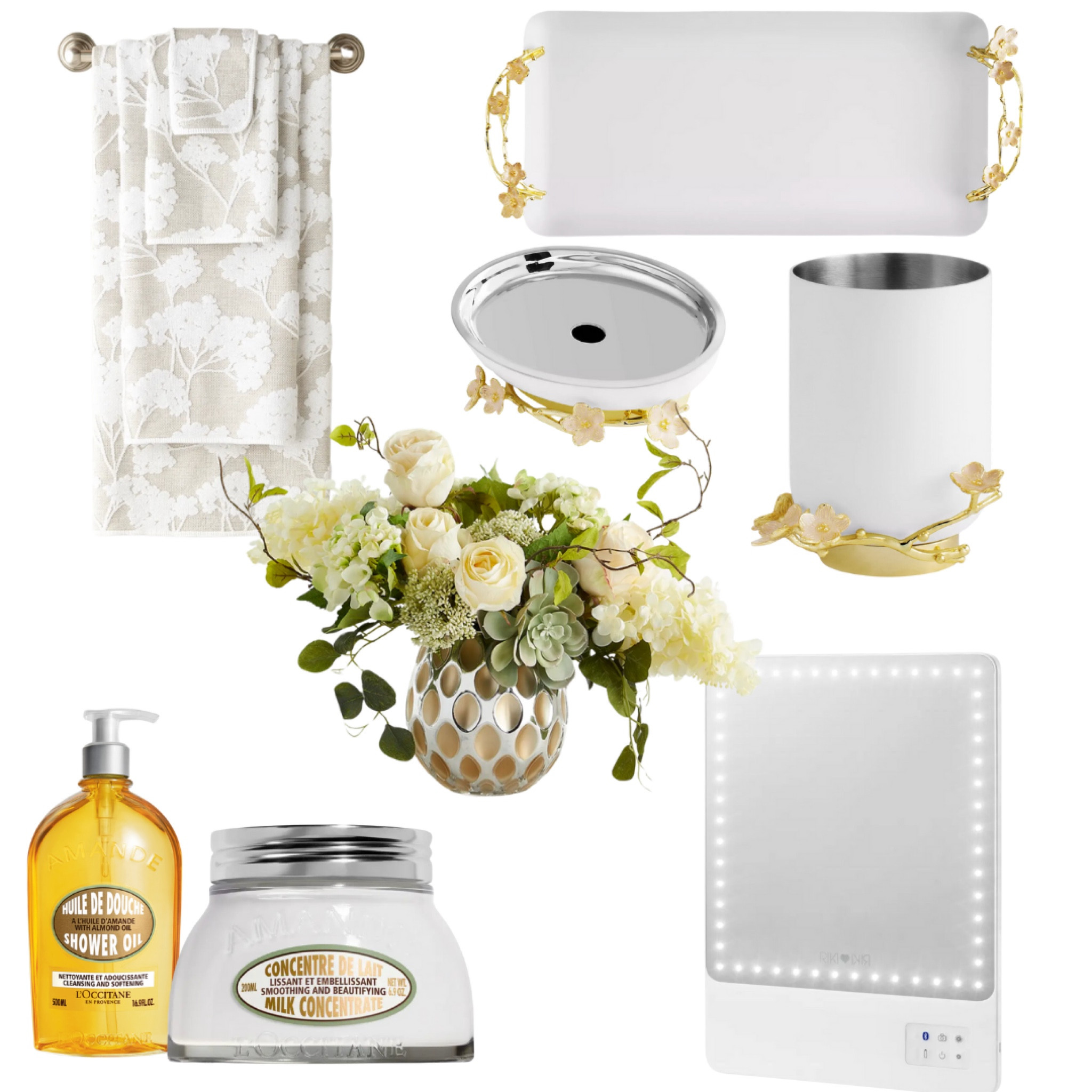 A bathroom refresh for spring!!! Check out the beautiful vanity tray and accessories!!

#LTKHome #LTKSeasonal