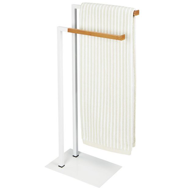 mDesign Tall Bathroom Towel Storage Rack Holder, Two Tier | Target