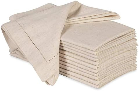 Hausattire Cloth Dinner Napkins in Cotton Flax Fabric with Hemstitched Detailing & Mitered Corner... | Amazon (US)