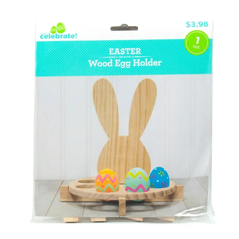 Way to Celebrate Wood Bunny Egg Holder | Walmart (US)
