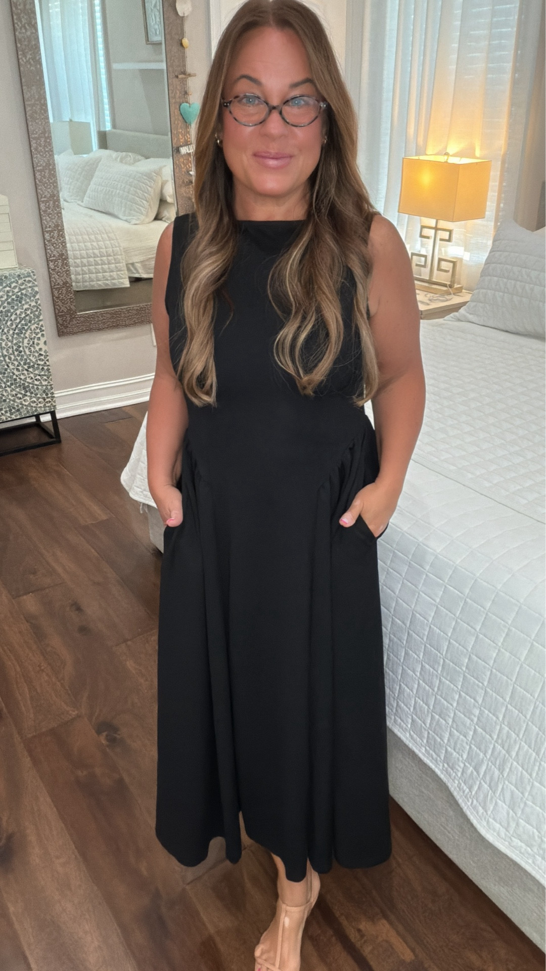 This dress is a 100/10 🤍

Super soft, stretchy waistband, and one of the most flattering Amazon dresses I’ve found — especially if you carry weight in your midsection this basque waist is EVERYTHING!. Easy for everyday with sandals, but also perfect dressed up with a blazer and kitten heels. Comfortable, versatile, and such a great price 🙌