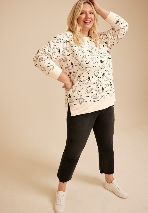 Plus Size Willowsoft Halloween Ghost Print Sweatshirt | maurices | Maurices